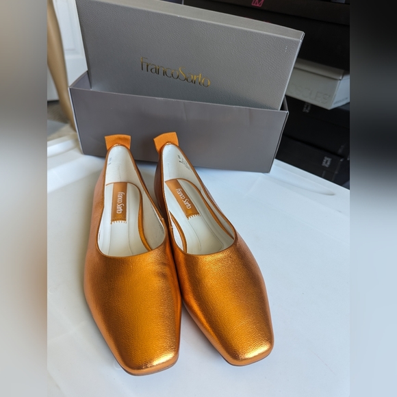Franco Sarto Shoes - Franco Sarto Vana Square Toe Ballet Flats 7 Orange Gold